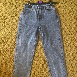 Primark Mom Jeans, Size 2 US, Black Acid-wash